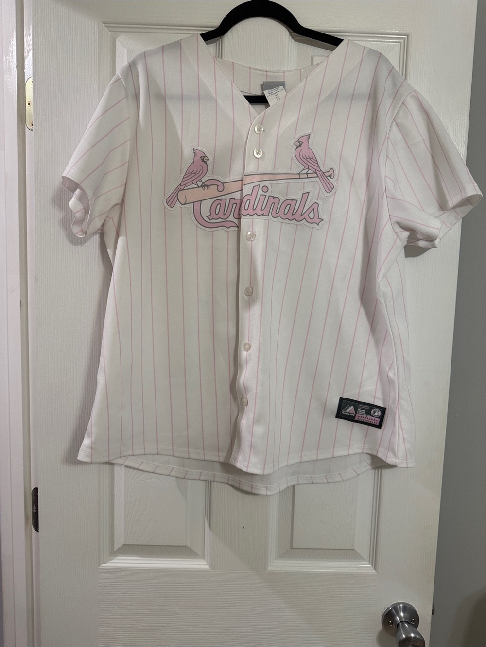 St. Louis Cardinals Women’s Pink Pinstripe Baseball Jersey - Worn Once Excellent